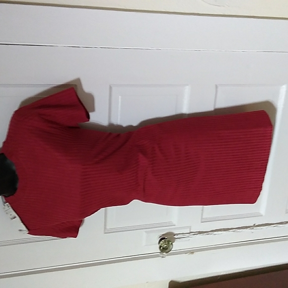 NWT Zara Red Ribbed CrewNeck Shift Dress - Picture 3 of 5